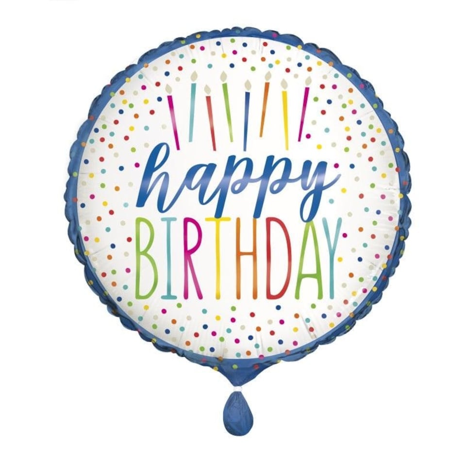 Unique Party Happy Birthday Foil Balloon - Blue/White/Pink - One Size