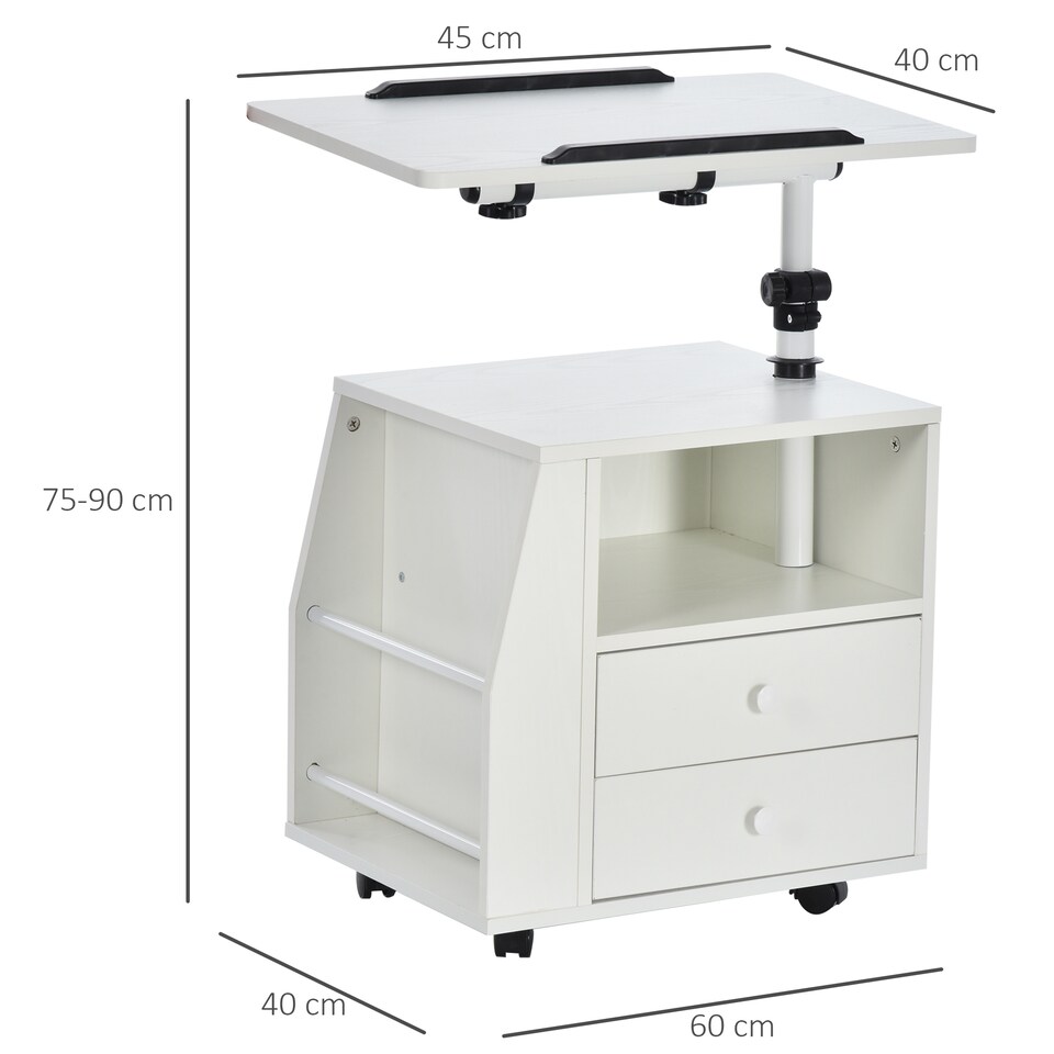 image 1 of HOMCOM Functional Swivel Bedside Table End Table Side Table for Living Room Nightstand for Bedroom