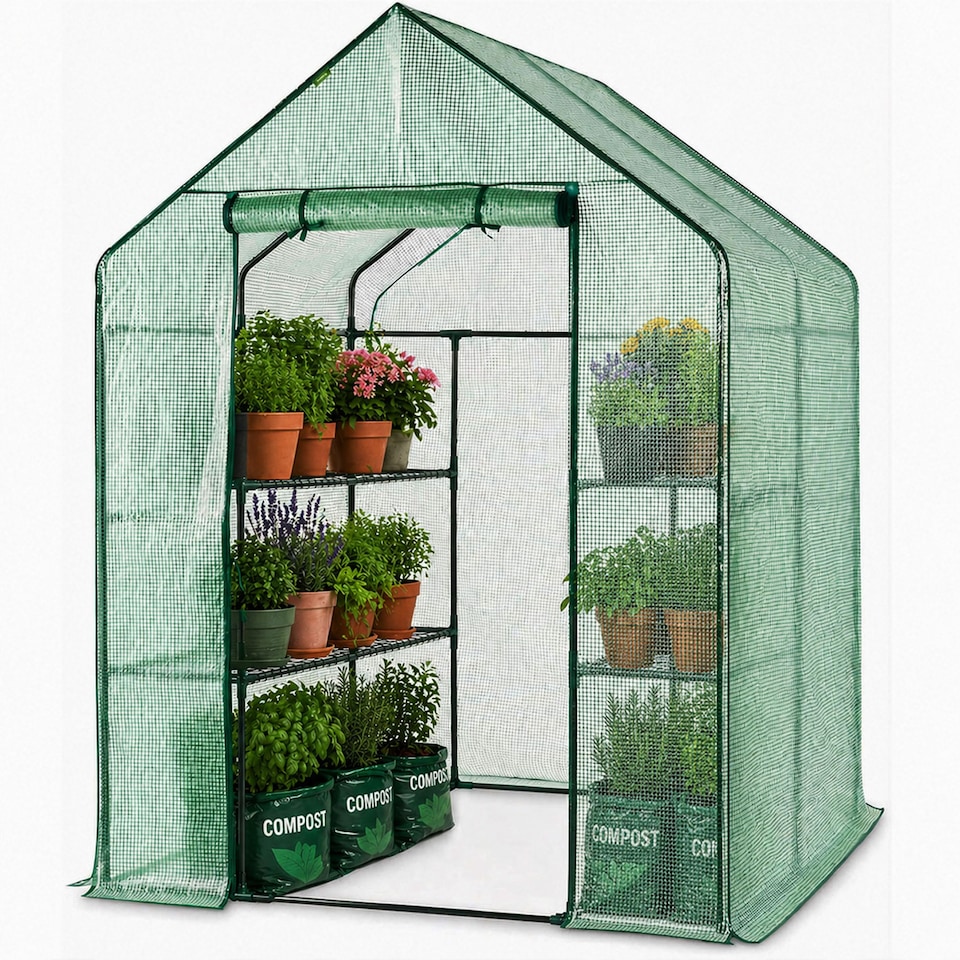 image 1 of 8 Tier Steel Shelving Heavy Duty Outdoor Walk In Garden Greenhouse