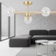 image 5 of Toner - Satin Brass with Clear Glass Globes 3 Light Flush Ceiling Light | Gold | Clear | 1