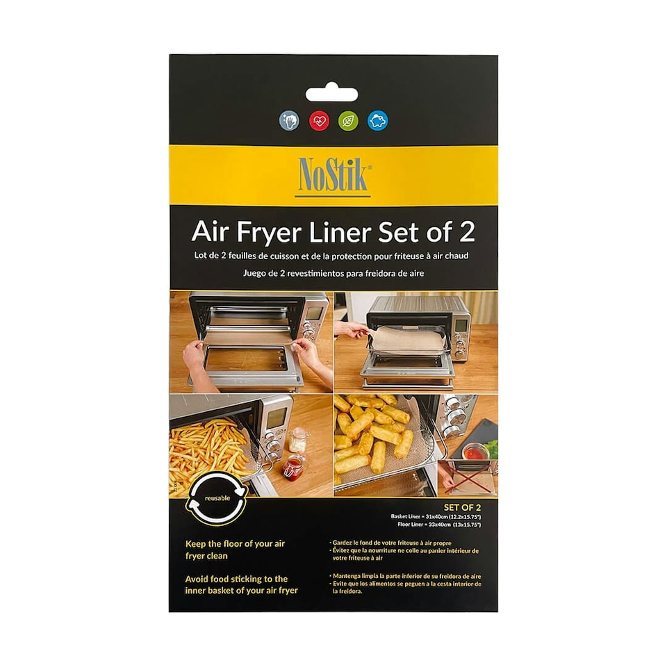 image 1 of NoStik Reusable Air Fryer Liner Rectangular Set Of 2