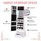 image 6 of HOMCOM Jewellery Cabinet with led, mirroir Cabinet Armoire Floor Standing Flip-over Makeup Shelf Organizer with lock white