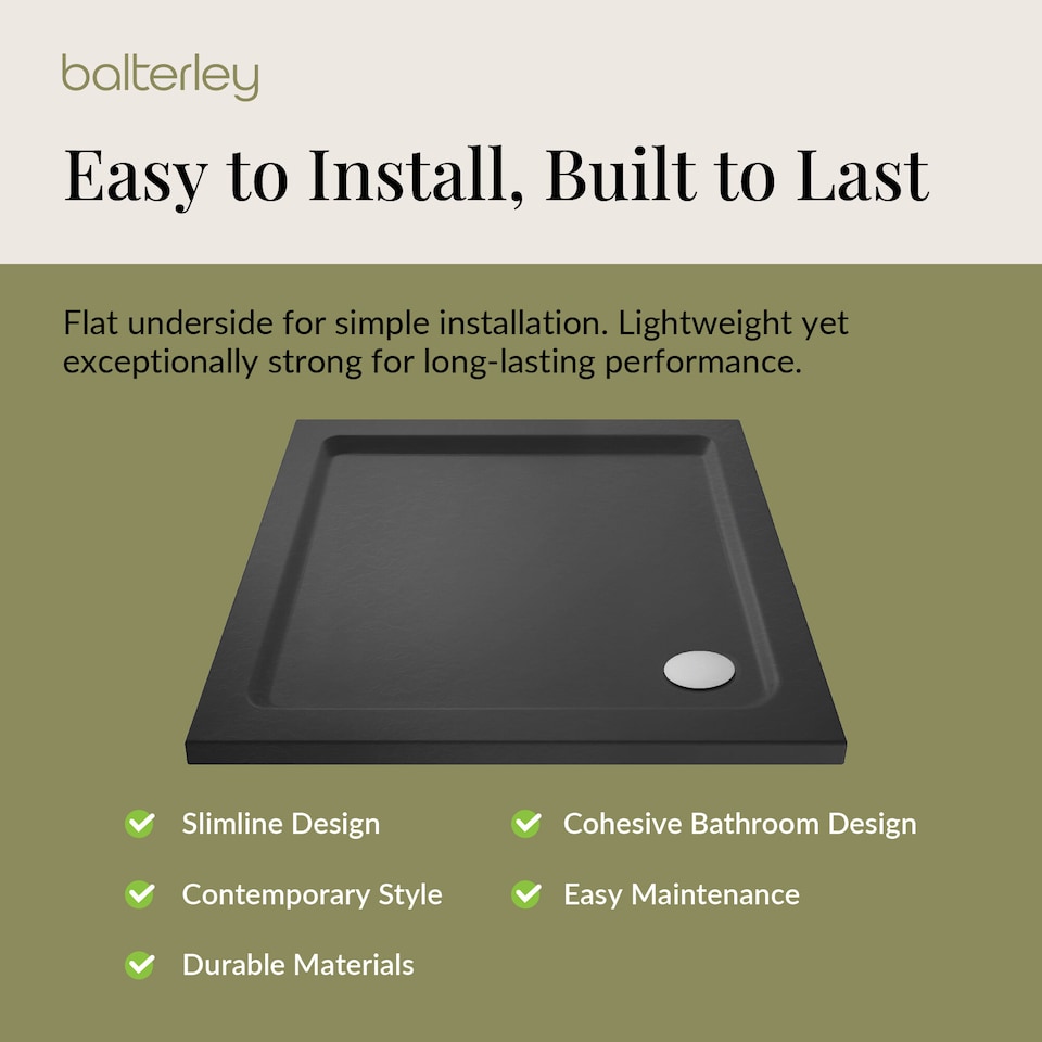 image 1 of Balterley Premium Square Shower Tray | Grey | Grey Slate | 1