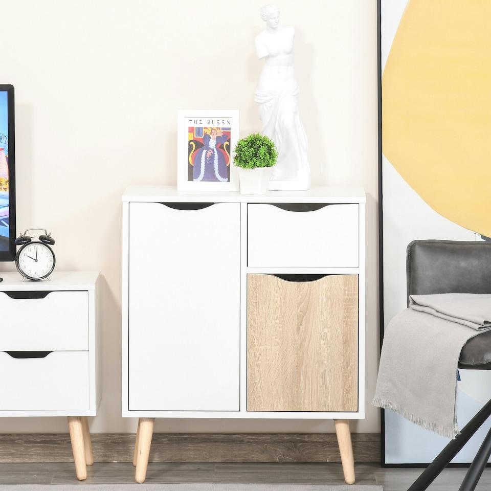 image 1 of HOMCOM Floor Cabinet Storage Cupboard Sideboard with Drawer for Bedroom