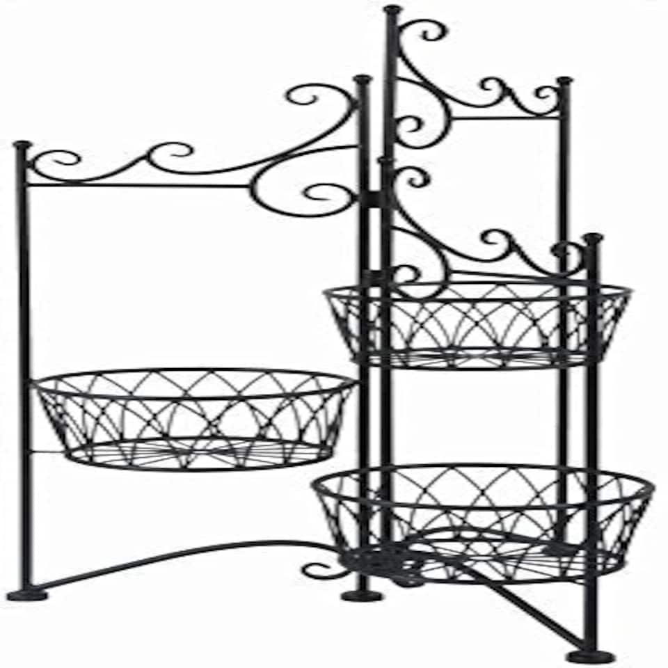 Foldable Metal Plant Display Stand Brown