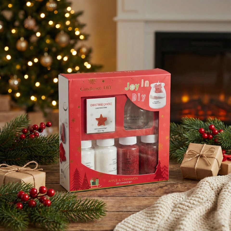 image 1 of Make Your Own Christmas Candle Kit DIY Scented Wax Sand Jar Craft Set Kids Fun | Multi | Apple & Cinnamon