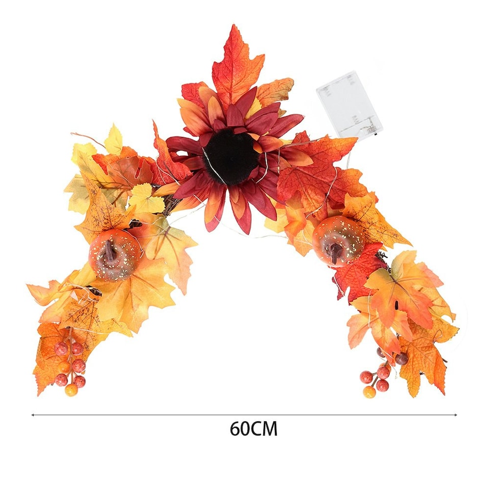 image 1 of Living and Home Maple Leaves Halloween Sunflower & Pumpkind Garland
