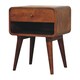 image 3 of Artisan Furniture Solid Wood Curve Open Slot Chestnut Bedside, 1 drawer & 1 Shelf, Brown