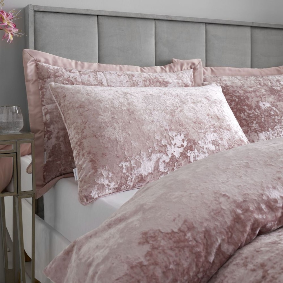 image 1 of Crushed Velvet Duvet Cover Set | Pink | Blush Pink
