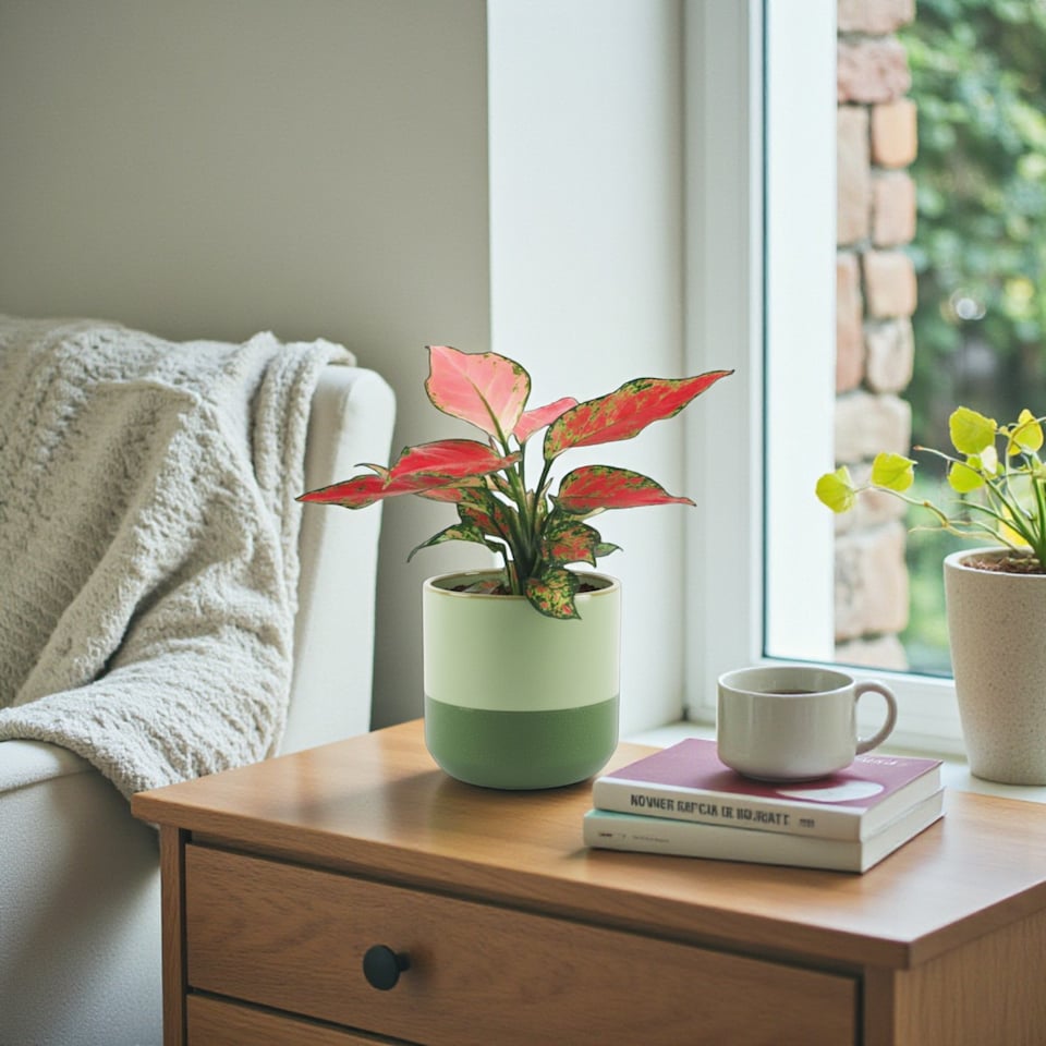 image 1 of 2 x Aglaonema Cherry Baby in 12cm Pot - Chinese Evergreen Easy Care Houseplant