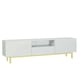 image 4 of White TV Unit 180cm Diamond Fronts Gold Legs Modern Media Cabinet White