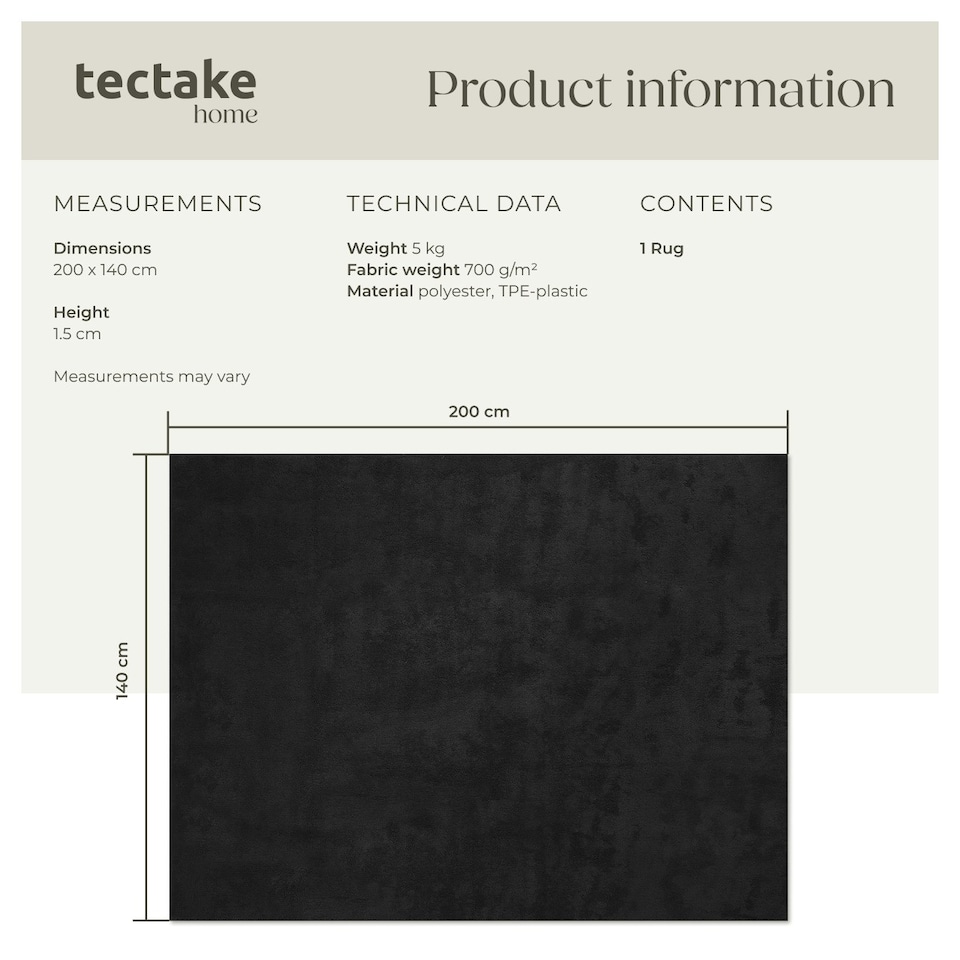 image 1 of Rug Zonelle - short pile and ultra-soft, rectangular or round Black | 140 x 200 cm