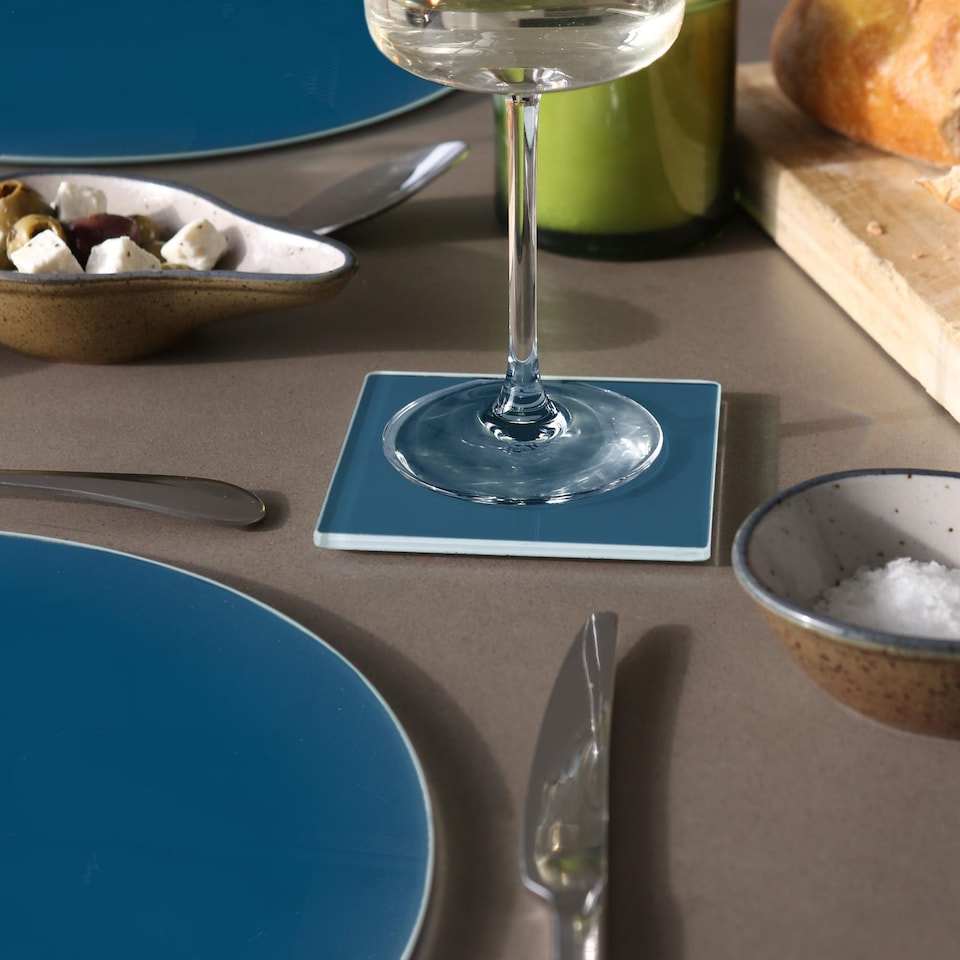 image 1 of Harbour Housewares 12pc Round Glass Placemats & Square Coasters - 30cm Dining Table Protection Place Mats Coasters