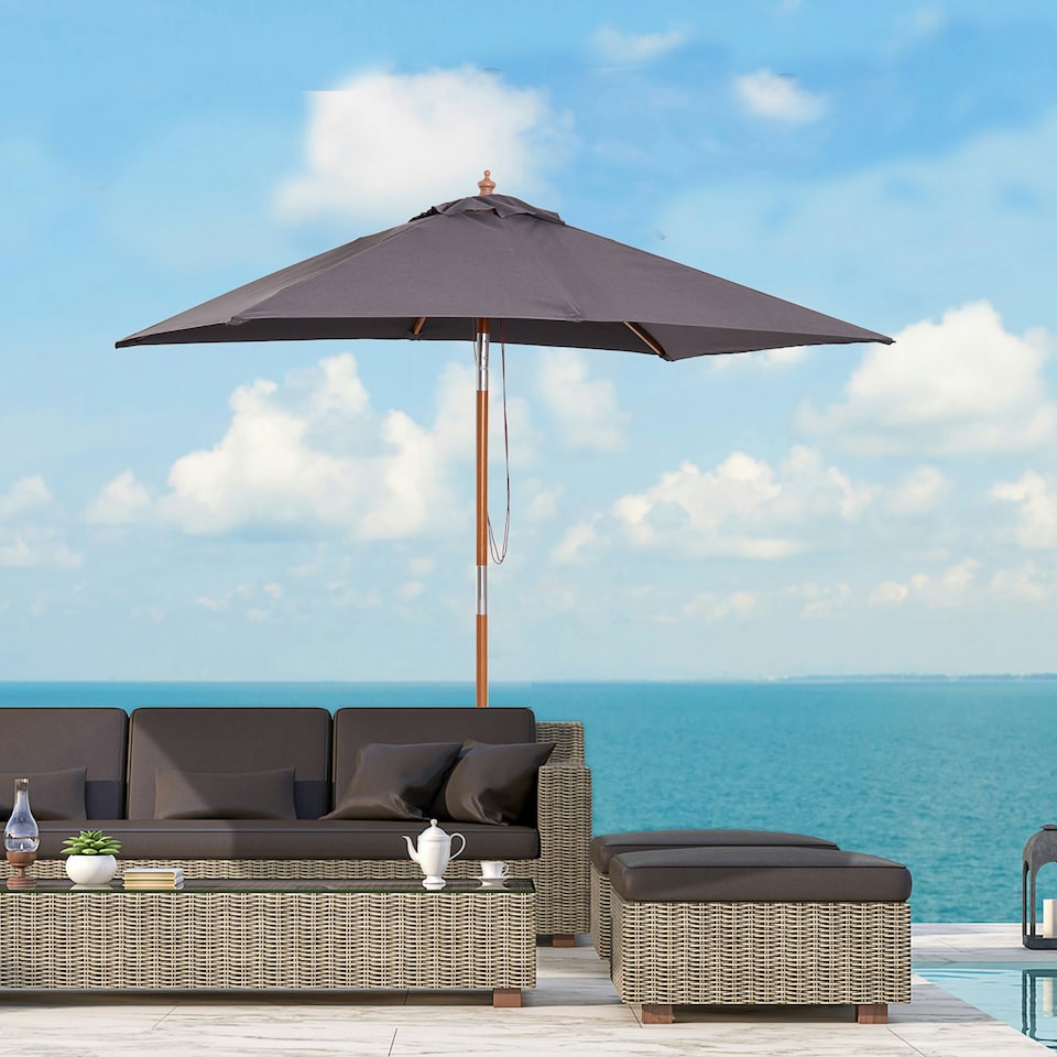 image 1 of Outsunny Patio Umbrella Market Parasol Outdoor Sunshade Deep Grey
