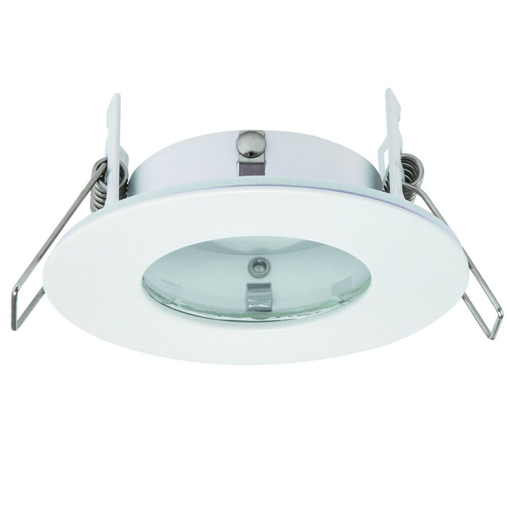 Loops IP65 Bathroom Slim Round Ceiling Downlight Matt White Recessed GU10 LED Lamp
