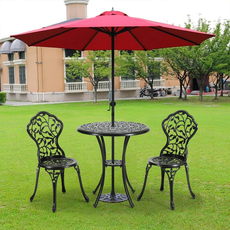 image 1 of Living and Home 68cm  Round Patio Dining Table with Umbrella Hole