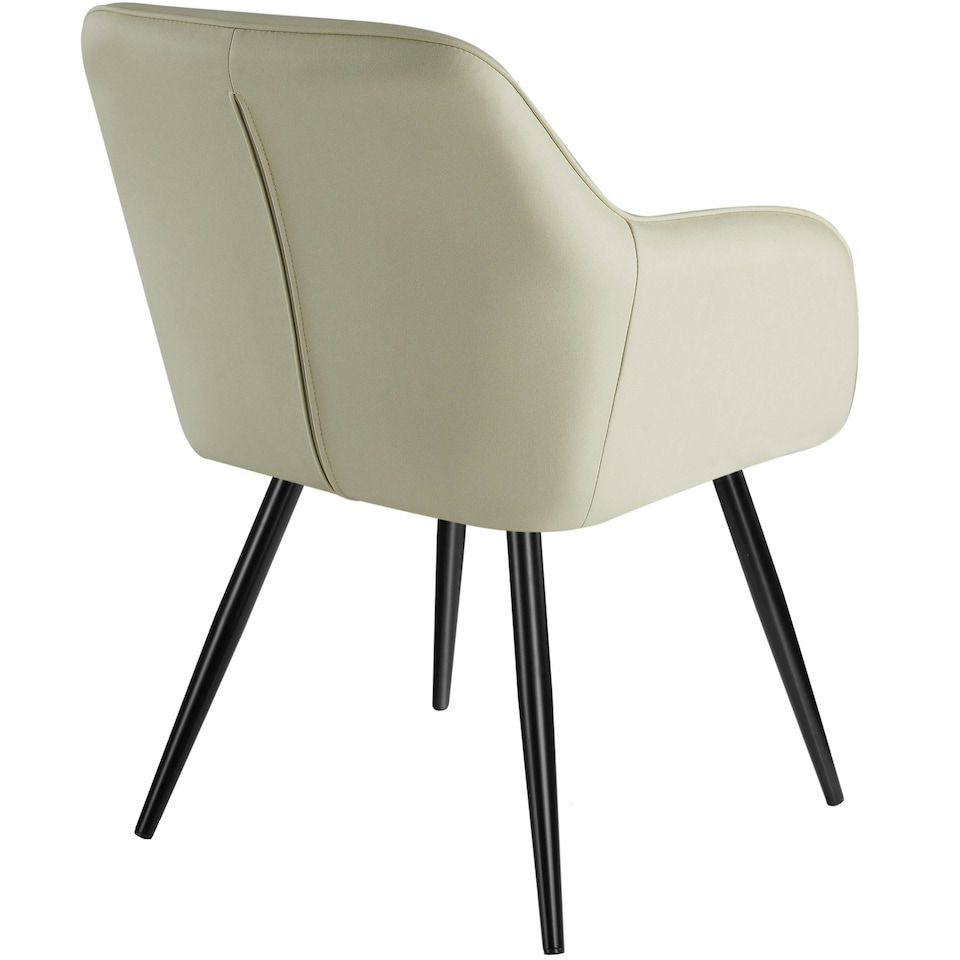 image 1 of Chair Marilyn Set of 8 - with armrests, upholstered, fabric cover, black steel legs Cream | Cream/Black