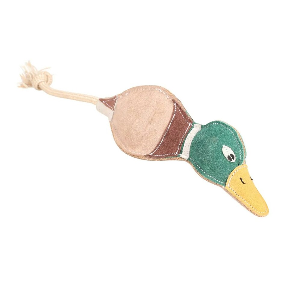 image 1 of Benji & Flo Country Drake The Duck Suede Rope Dog Toy - Green/Beige/Yellow - One Size