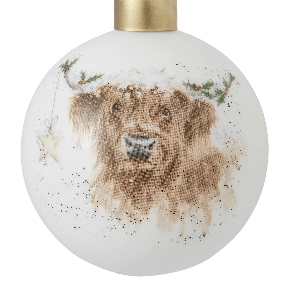 Royal Worcester Highland Cow Star Christmas Tree Bauble