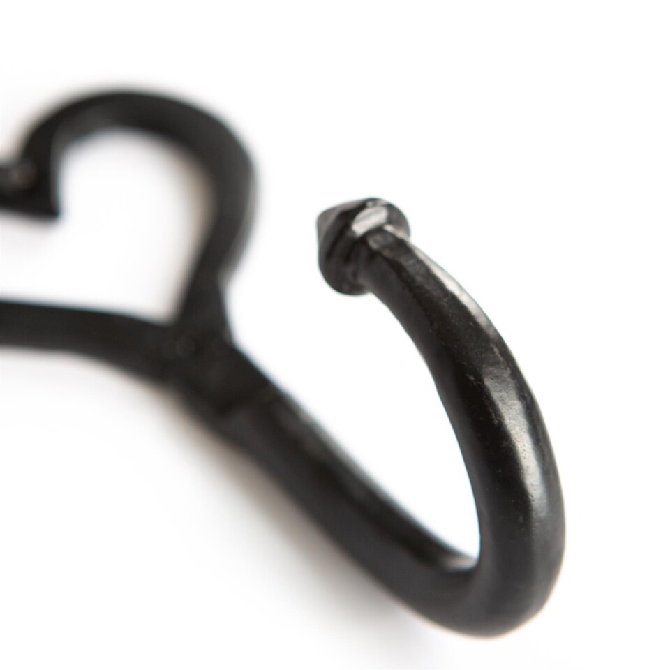 image 1 of Hammer & Tongs Single Heart Hook - W65mm x H130mm - Black