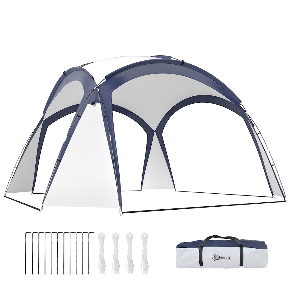 image 1 of Outsunny Outdoor Gazebo Event Dome Shelter Party Tent for Garden Cream and Blue