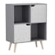 image 1 of Grey 4-Cube Storage Unit with 2 Geo Doors and Legs | White | White & Pine | 1