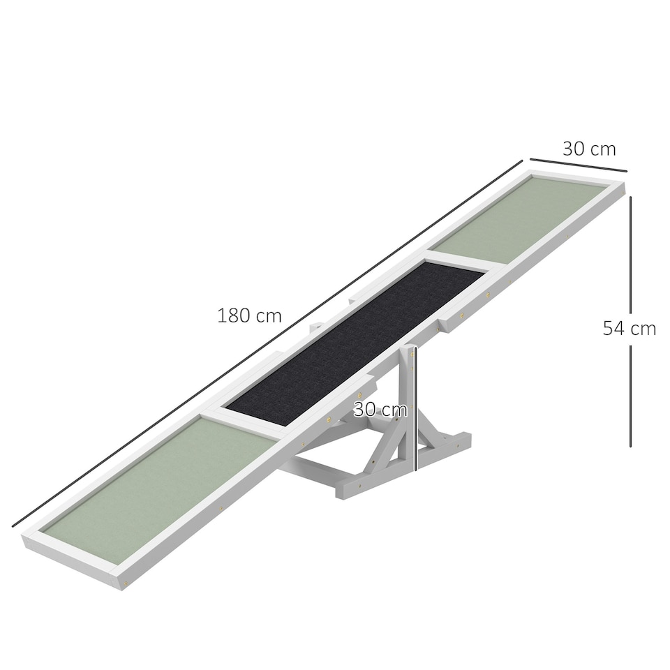 image 1 of PawHut Wooden Pet Seesaw for Big Dogs with Anti-Slip Surface, White