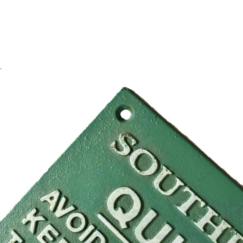 image 1 of Southern Railway Quiet Please Green Cast Iron Sign Plaque Wall Fence Gate Post
