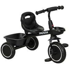 AIYAPLAY Kids Trike for 2 to 5 Years with Adjustable Seat, Baskets, Black