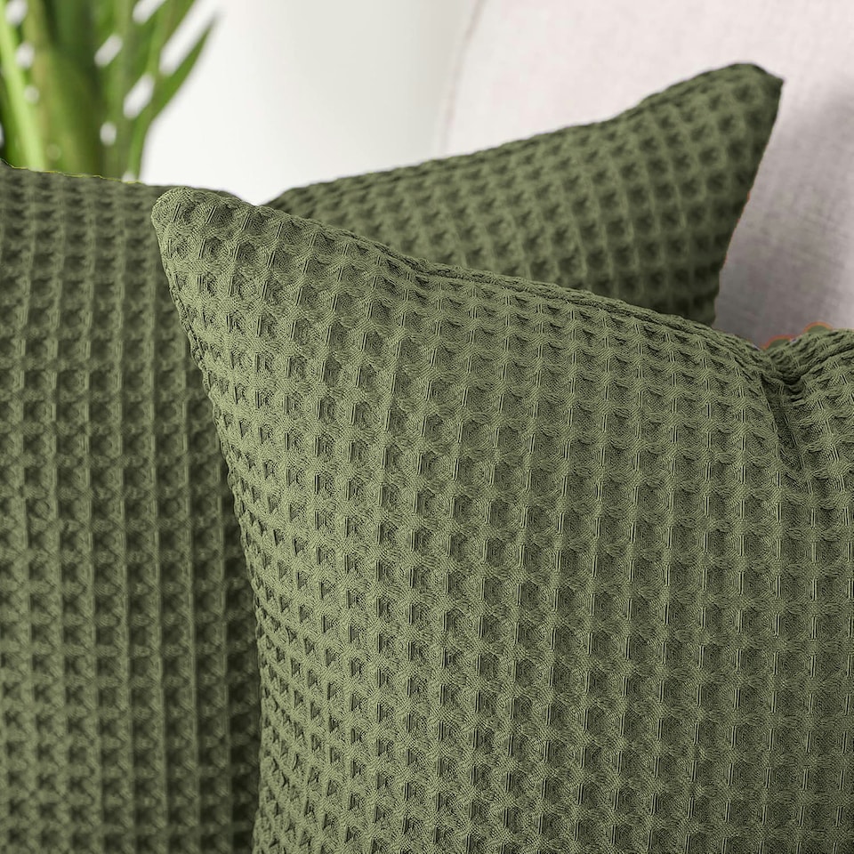 image 1 of Two Pack Waffle Cushion Covers 65 x 65cm - 100% Cotton Silver | Dove Grey