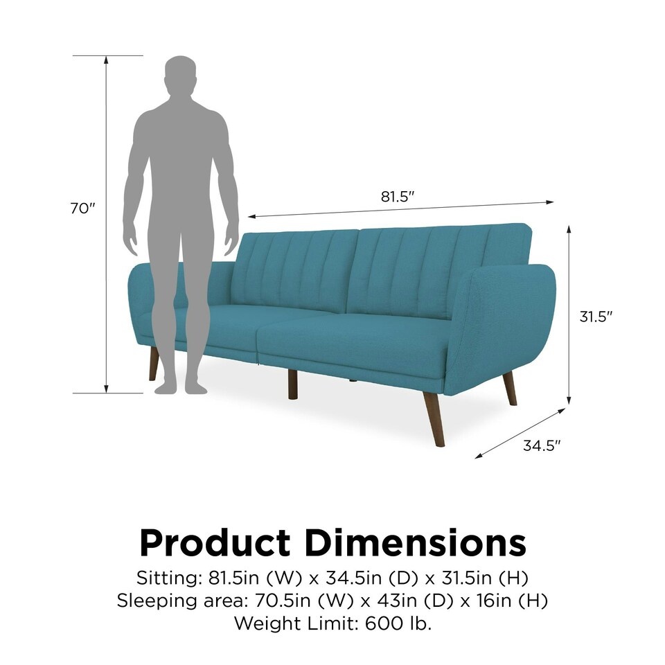 image 1 of Brittany Sofa Bed in Light Blue fabric Blue | LIGHT BLUE LINEN