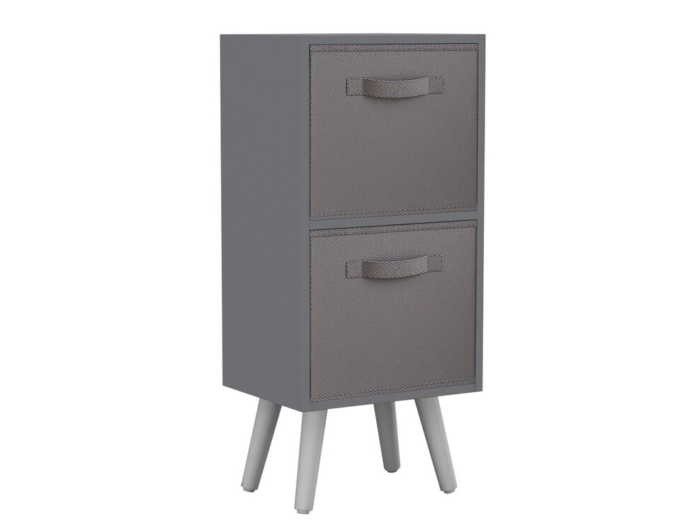 image 1 of Grey 2-Tier 2-Drawer Cube Shelving Unit with Scandinavian Legs | Grey | Grey & White | 1