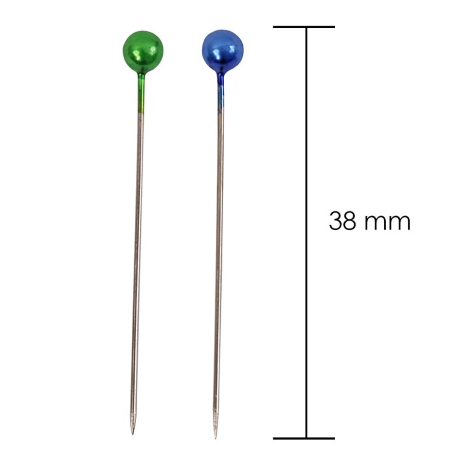 image 1 of Pack of 100 Assorted Colour Pearl Head Pins 4mm