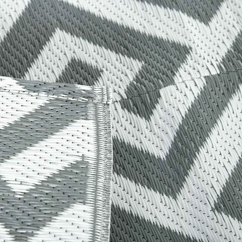 image 1 of Outsunny Reversible Outdoor Rug Plastic Straw RV Camping Mat for Garden Deck Picnic Grey | Light Grey
