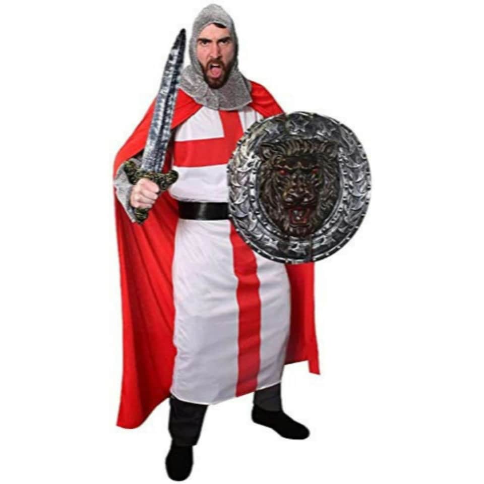 image 1 of St George Knight Costume with Sword and Shield | Red | M