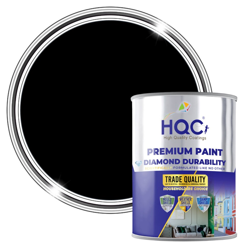 image 1 of HQC Satin Paint - Smooth, Durable Satin Finish For Walls & Ceilings - Satin Black - 10L