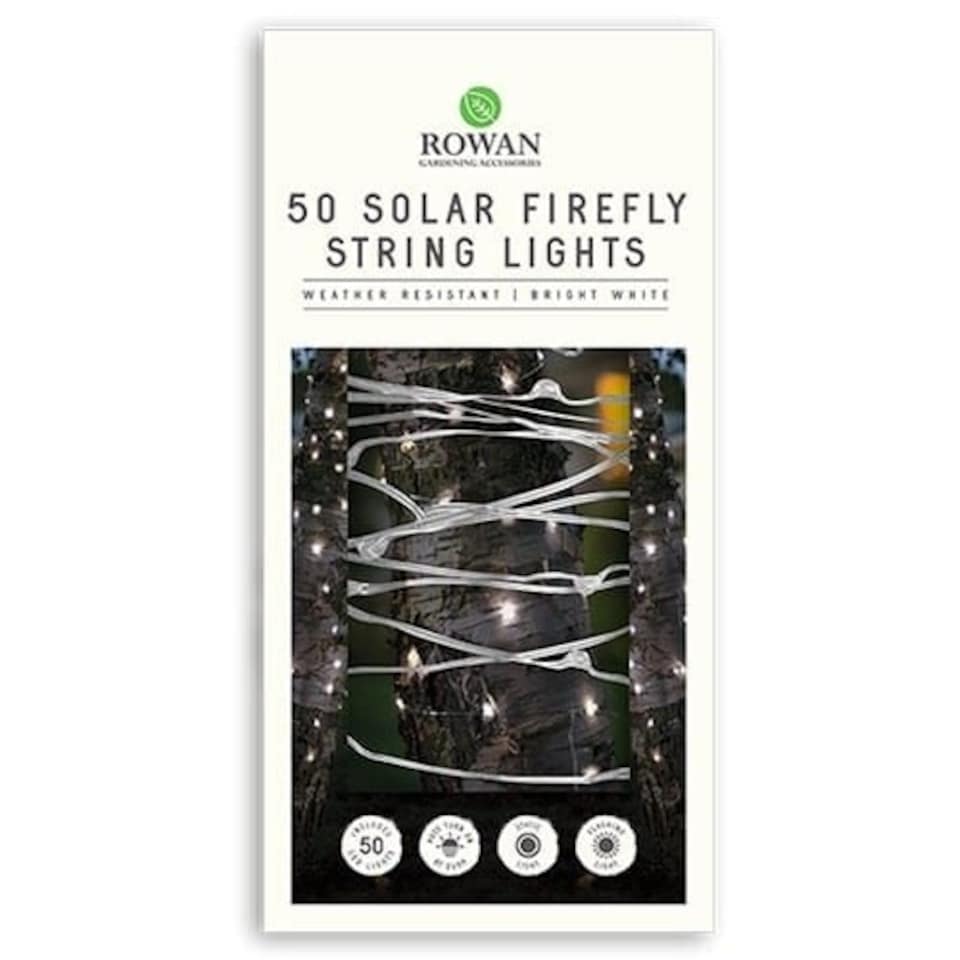 Bright White Solar Firefly String Lights 4.9m