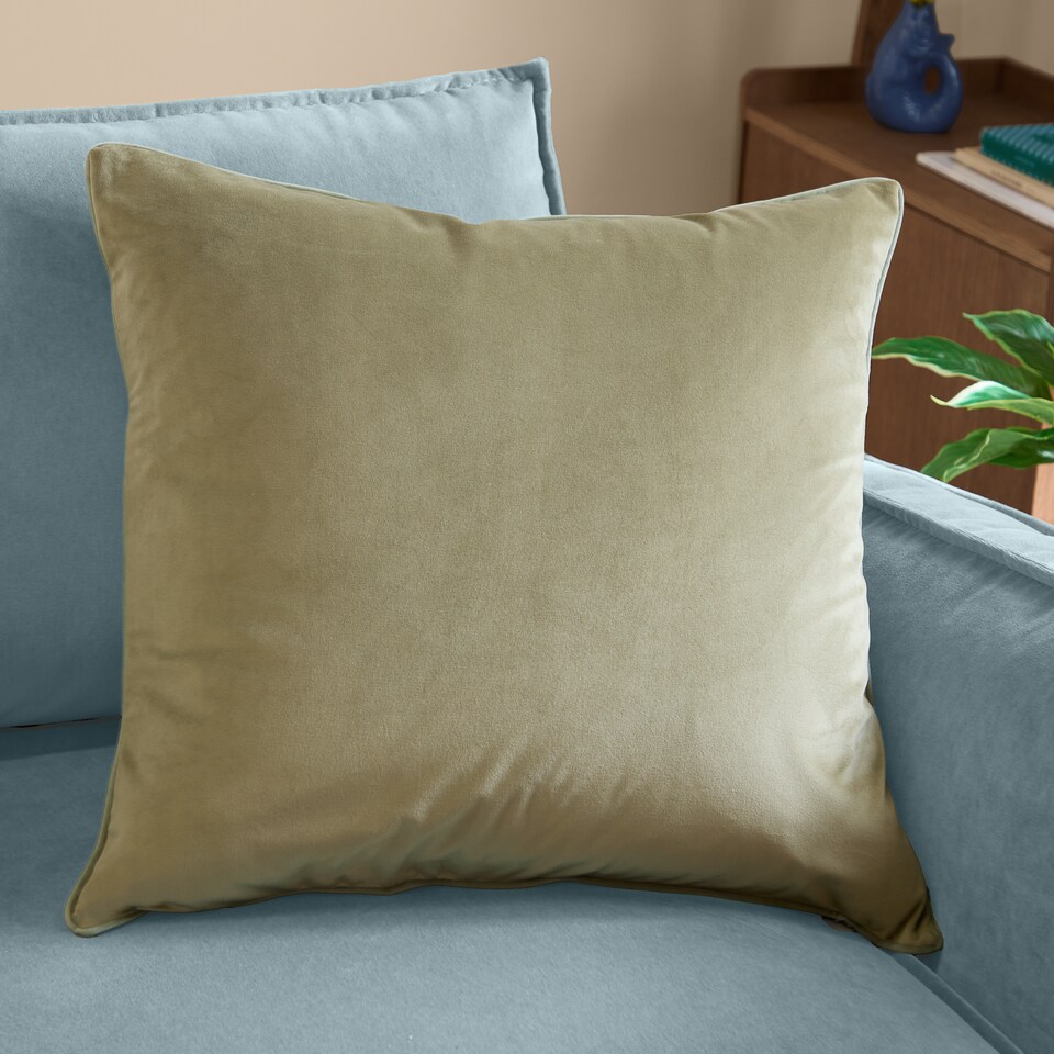 image 1 of Furn Meridian Velvet Cushion | Green | Green/Sage