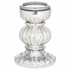 Mercury Effect Bonbon Large Candle Holder - Glass - L17 x W17 x H26 cm - Silver | Silver