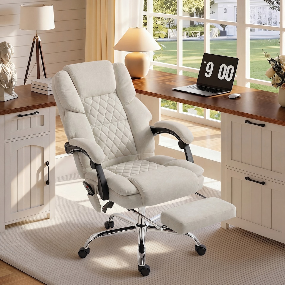 image 1 of HOMCOM Massage Office Chair with Heat, 135° Reclining Desk Chair