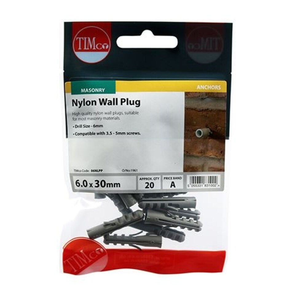 image 1 of Timco - Nylon Plugs (Size 6.0 x 30 - 20 Pieces)