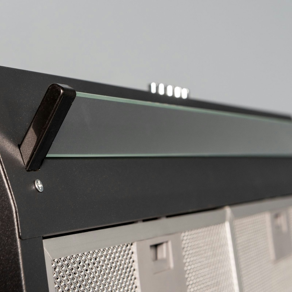 image 1 of SIA VSR60BL 60cm Visor Cooker Hood, Kitchen Extractor Fan, Under Cabinet Wall Mounted, Top Vented, Black