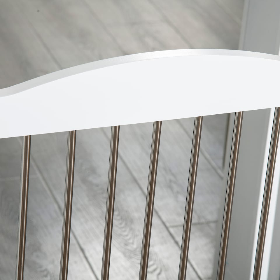 image 1 of PawHut Foldable Dog Gate, Freestanding Pet Gate with Two Support Feet