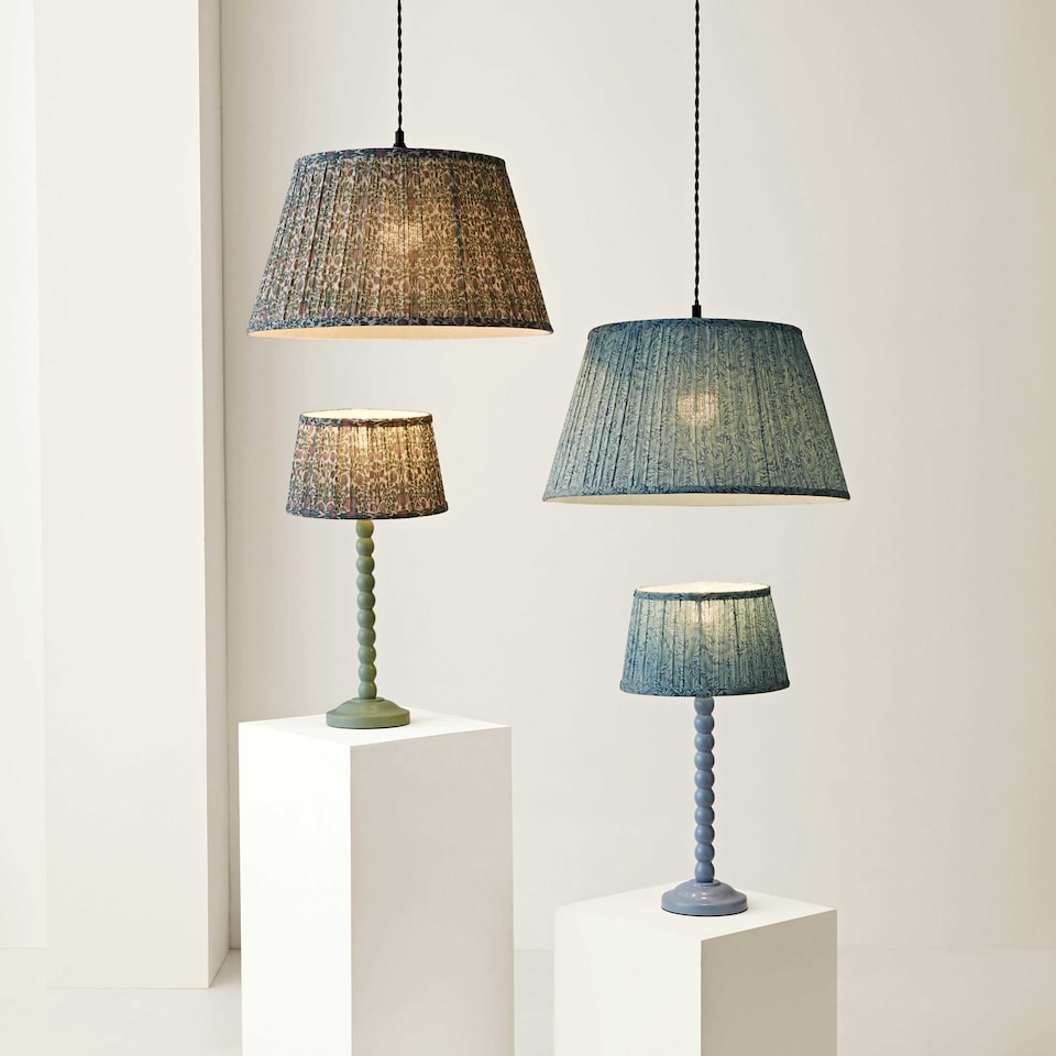 image 1 of ValueLights Abel Large Floral Pleated Tapered Lamp Shade & Bulb | Multi