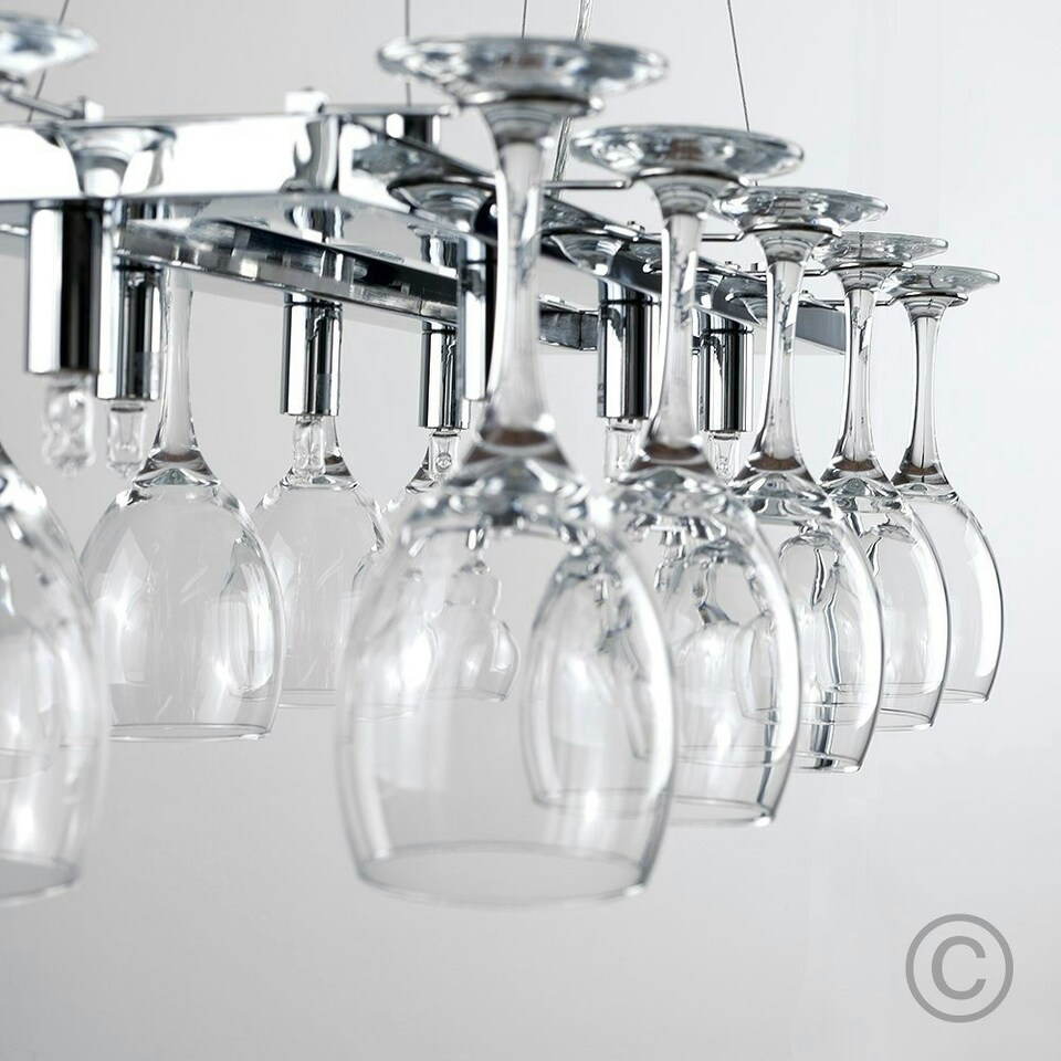 image 1 of ValueLights Chalice Wine Glass Polished Silver Pendant Light and G9 Capsule LED 3W Warm White 3000K Bulb