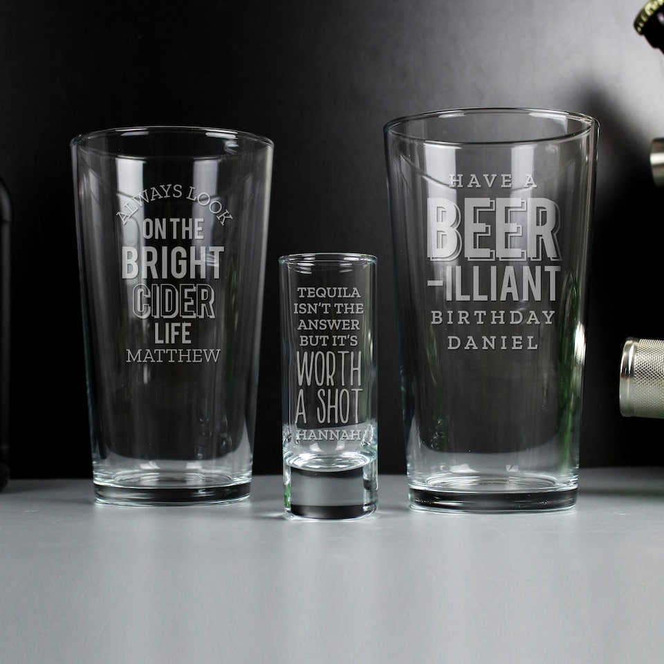 image 1 of Personalised Beer-Illiant Birthday Pint Glass Clear