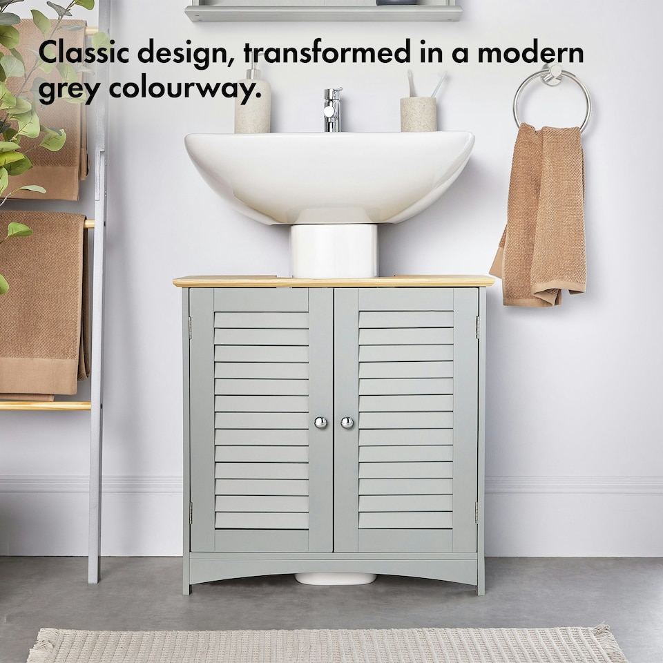 image 1 of VonHaus Shrewsbury Grey Under Sink Bathroom Cabinet
