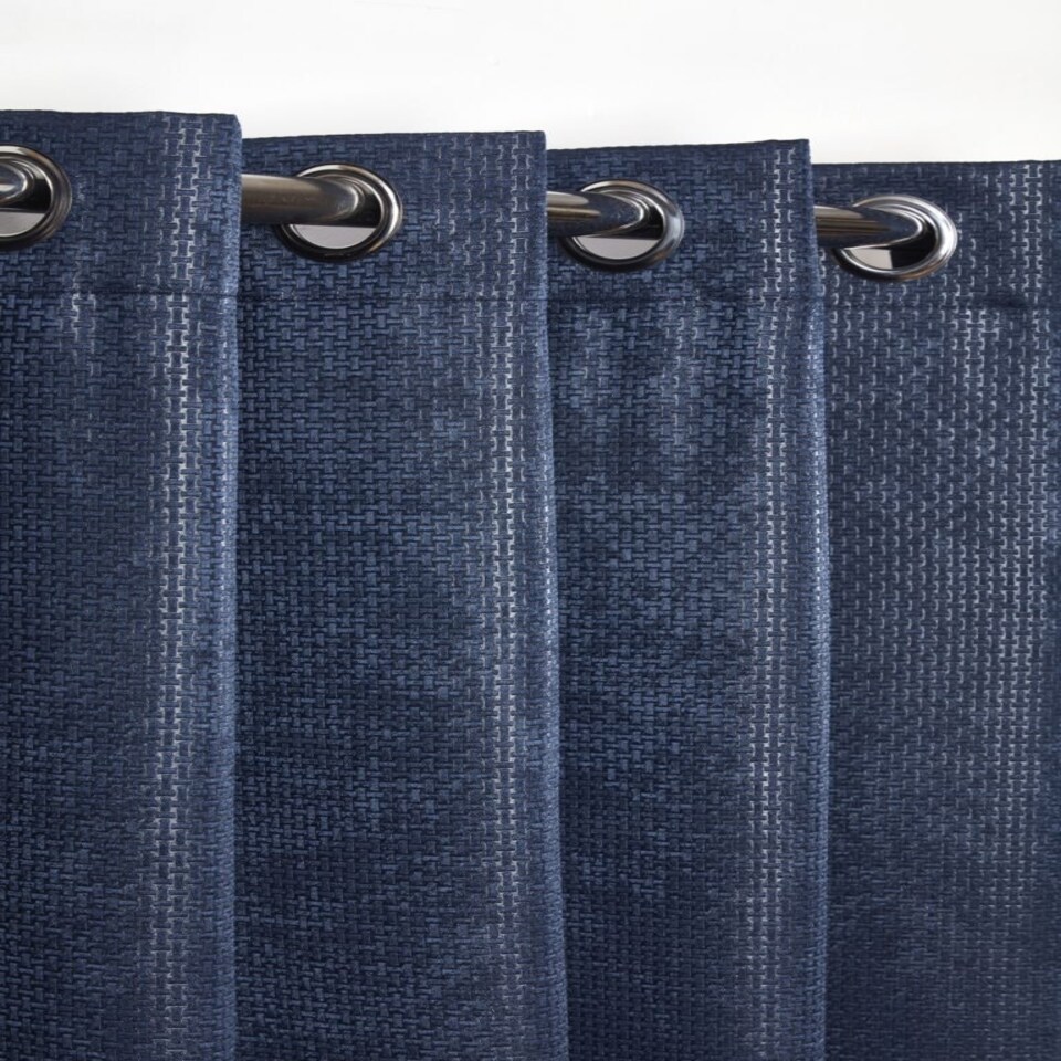 image 1 of Metro Thermal Blackout Eyelet Curtains 116cm x 183cm Navy Blue | Blue