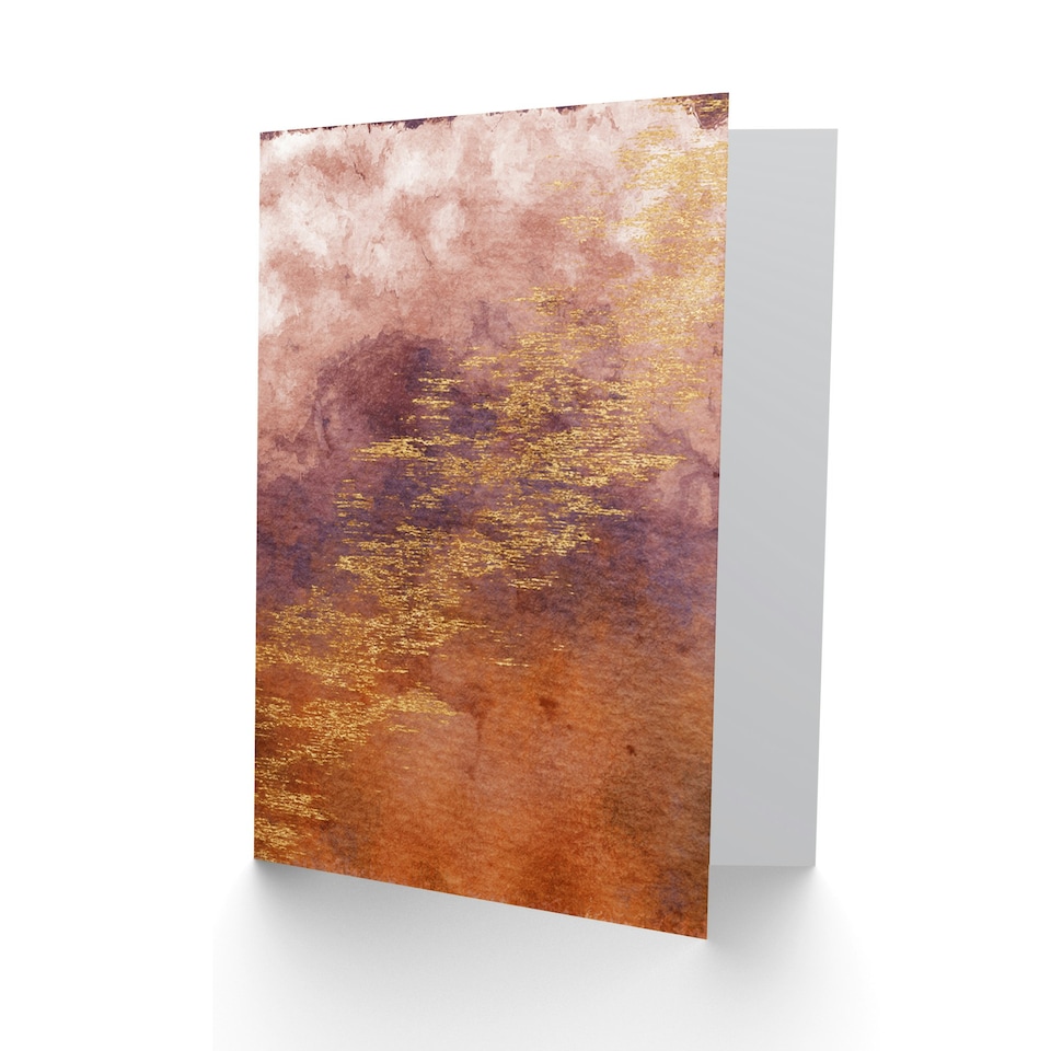 image 1 of Abstract Orange Purple Gold Watercolour Art Card