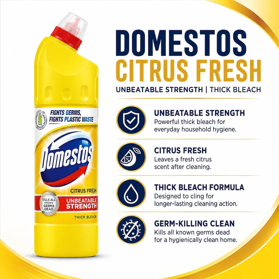 image 1 of Domestos Extended Germ Kill Citrus Fresh Bleach 750ml
